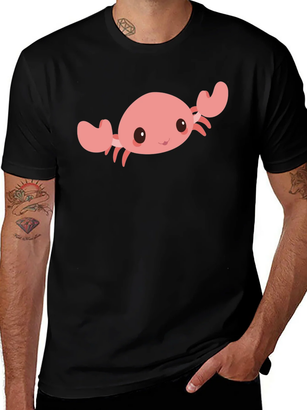 Cute Crab Graphic Tee - Black Cotton Comfort product image 1