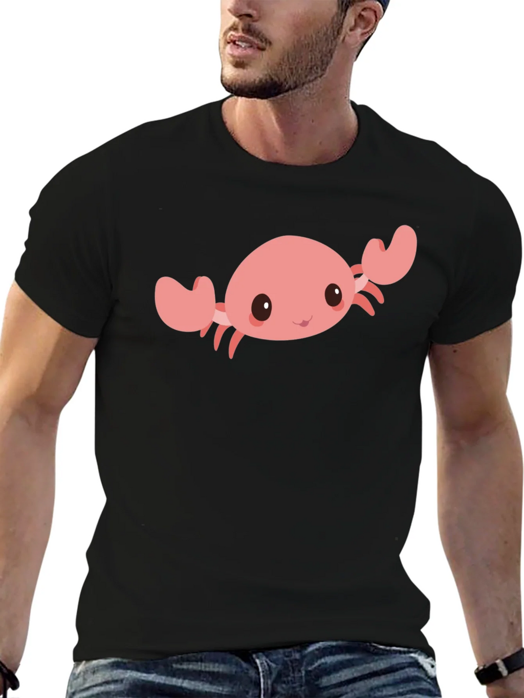 Cute Crab Graphic Tee - Black Cotton Comfort product image 5