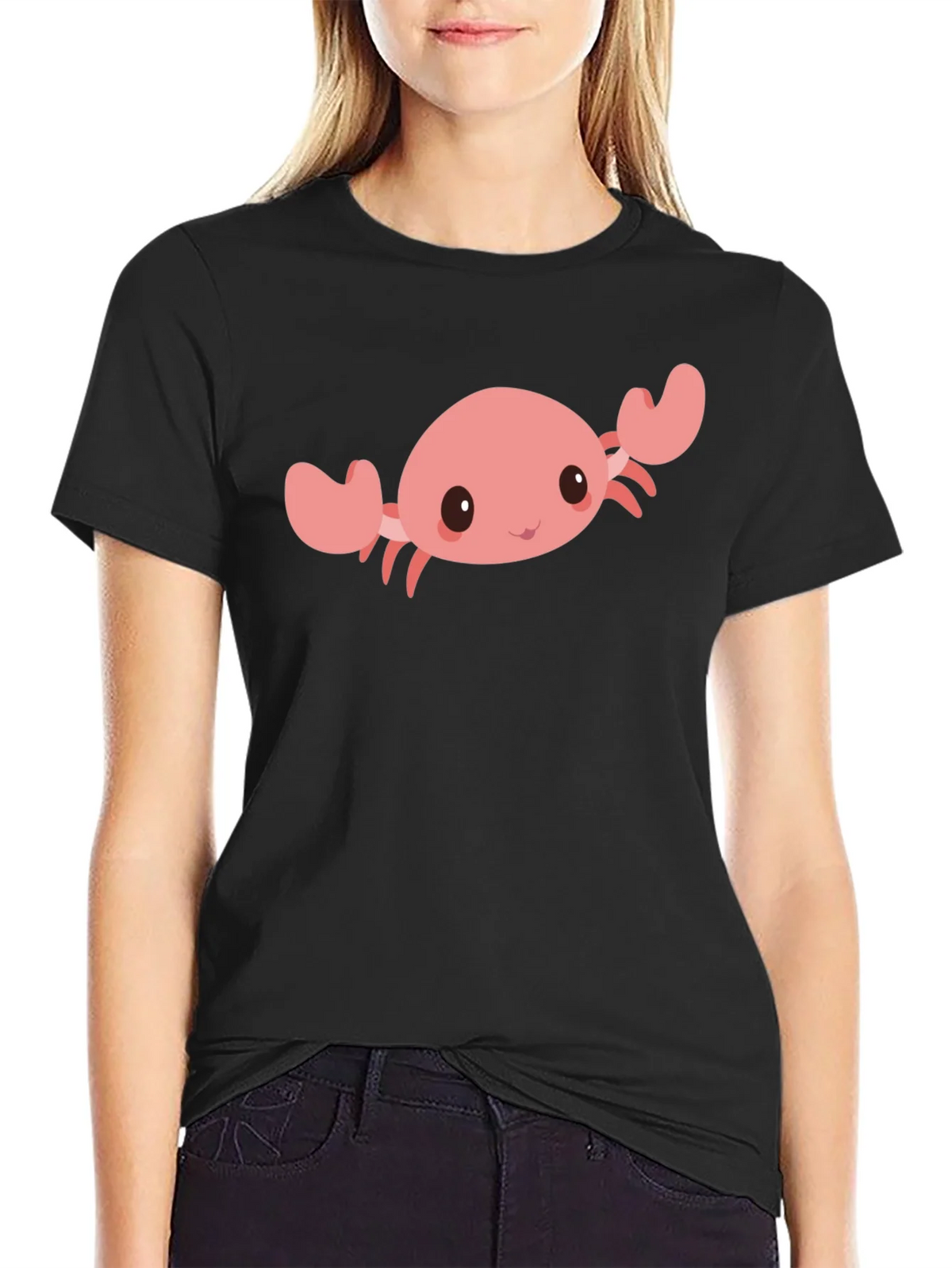 Cute Crab Graphic Tee - Black Cotton Comfort product image 2