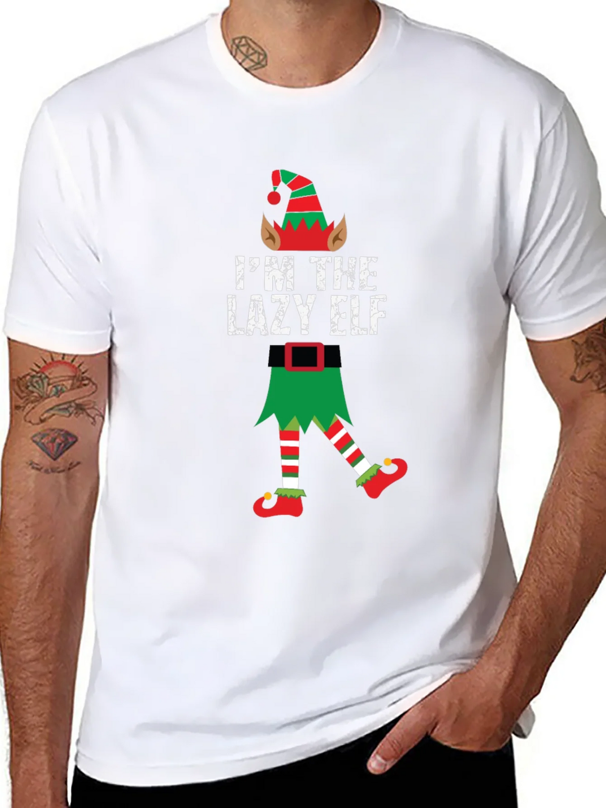 Lazy Elf Christmas T-Shirt Funny Holiday Tee product image 7