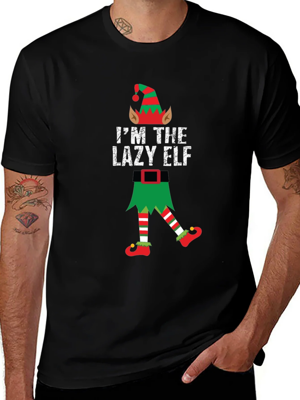 Lazy Elf Christmas T-Shirt Funny Holiday Tee product image 1
