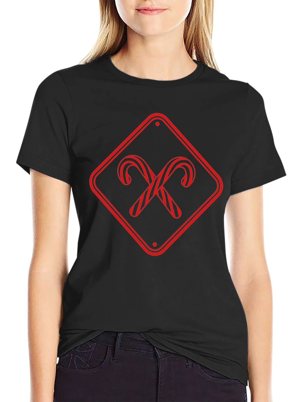 Candy Cane Crossing Black T-Shirt product image 2
