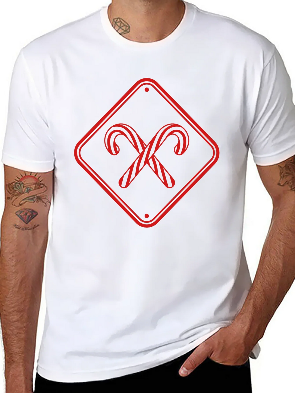 Candy Cane Crossing Black T-Shirt product image 7
