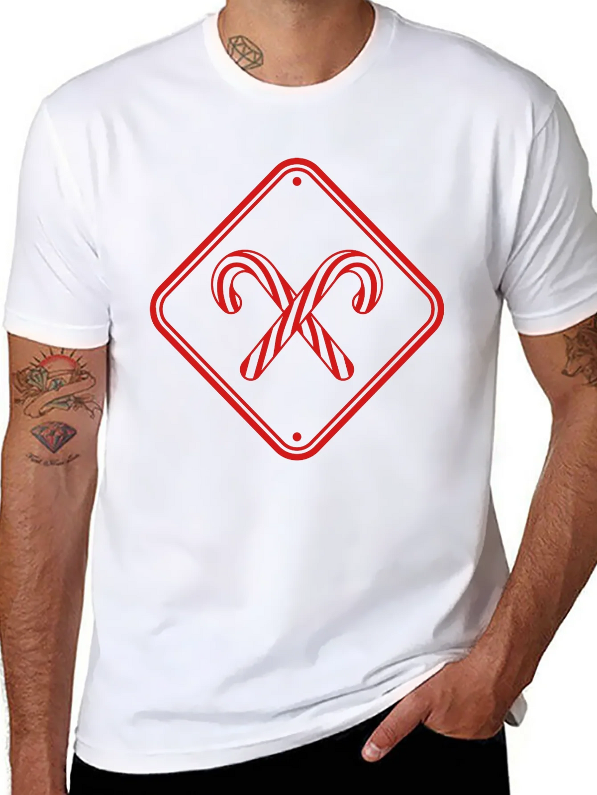 Candy Cane Crossing Black T-Shirt product image 7