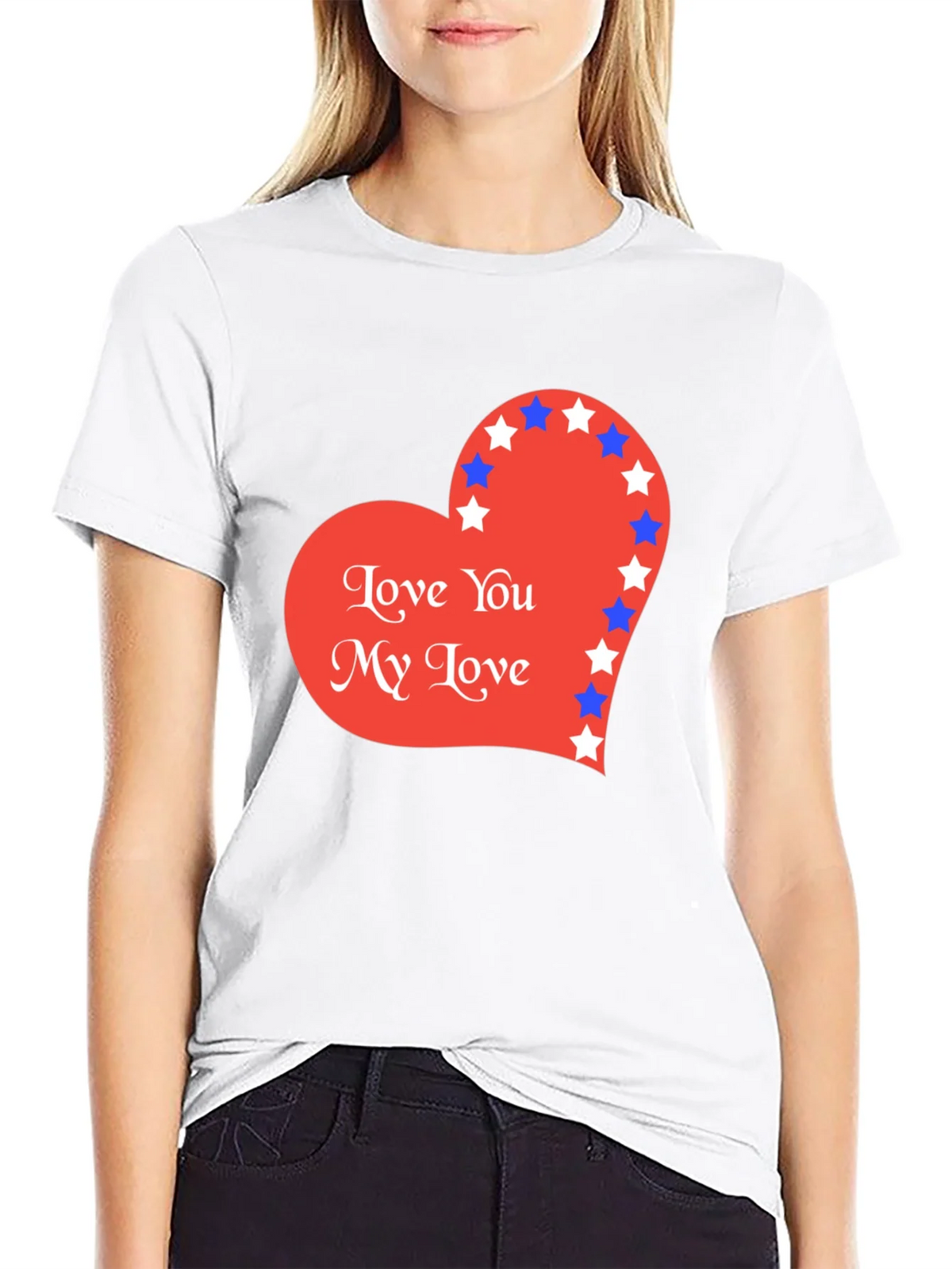 Love You T-Shirt with Star Heart Graphic product image 5