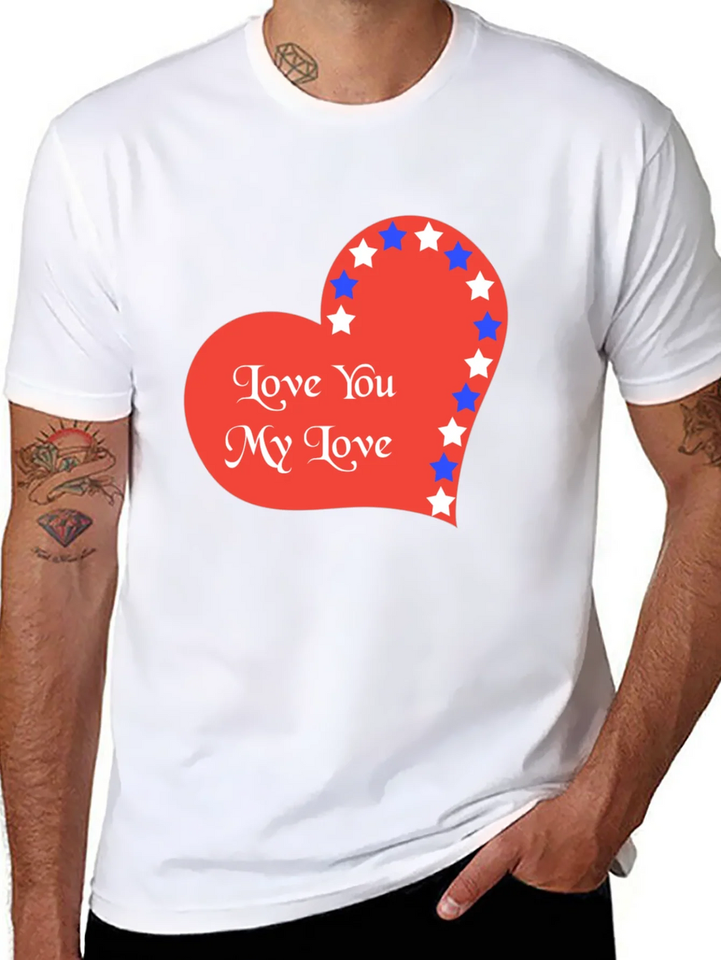 Love You T-Shirt with Star Heart Graphic product image 4