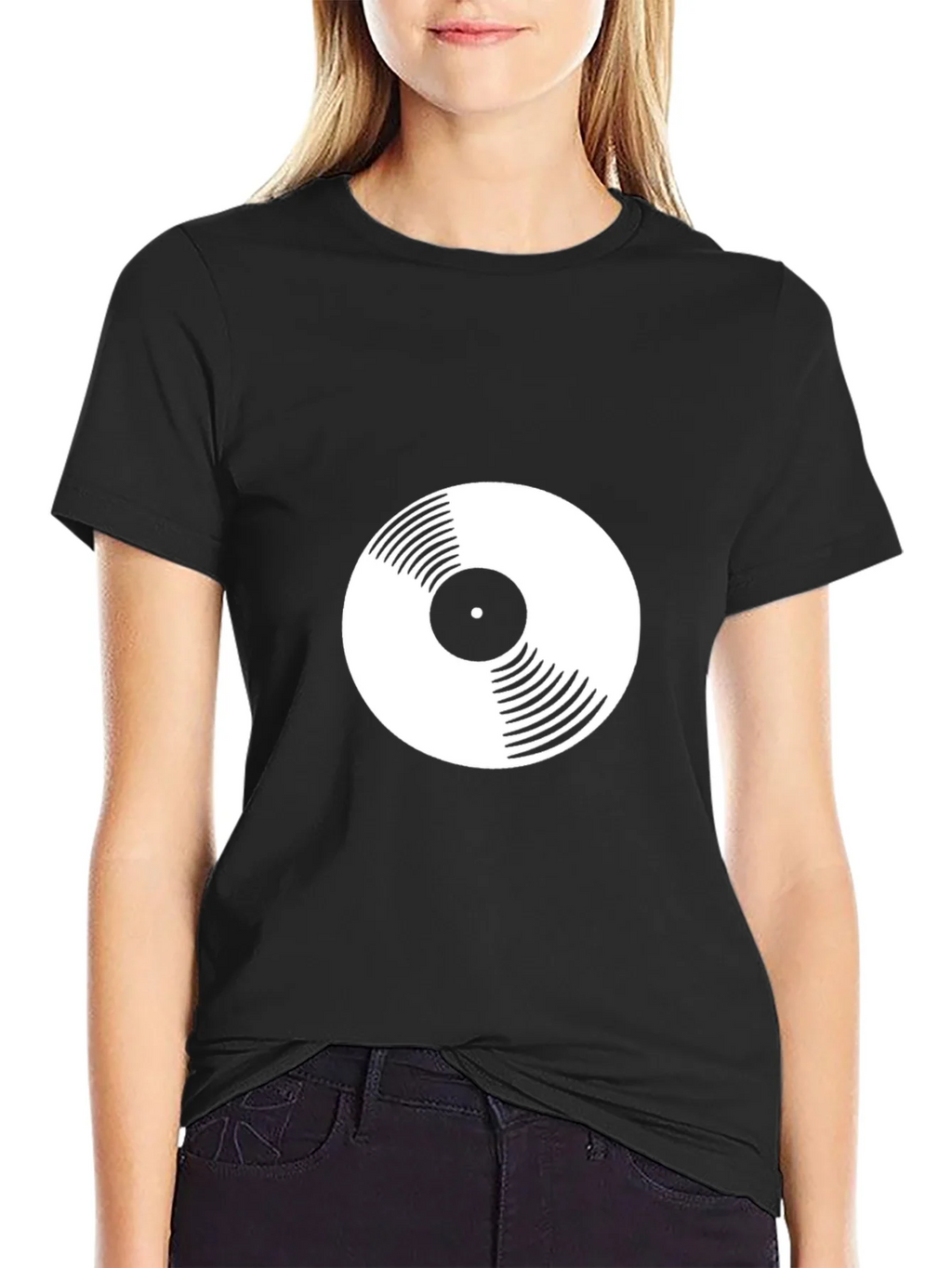 Vinyl Record Graphic Tee - Black Crew Neck T-Shirt product image 2
