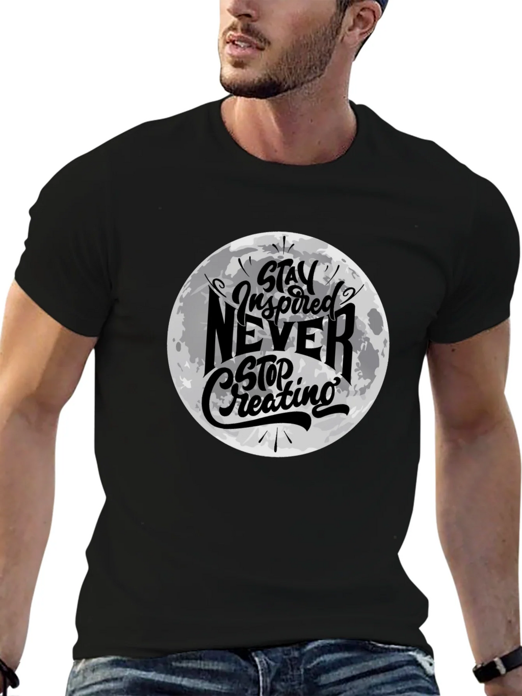 Stay Inspired Graphic Black T-Shirt product image 6