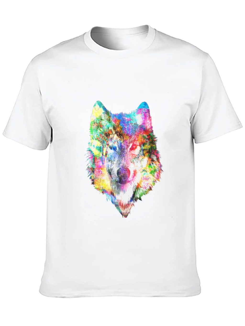 Colorful Wolf Graphic Black T-Shirt product image 7
