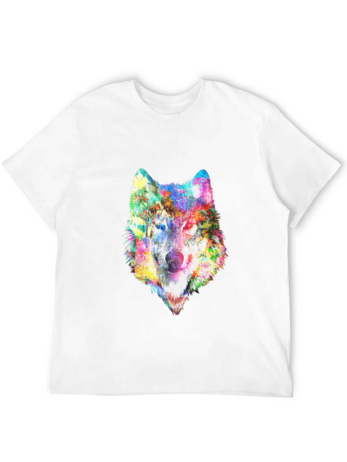 Colorful Wolf Graphic Black T-Shirt product image 9