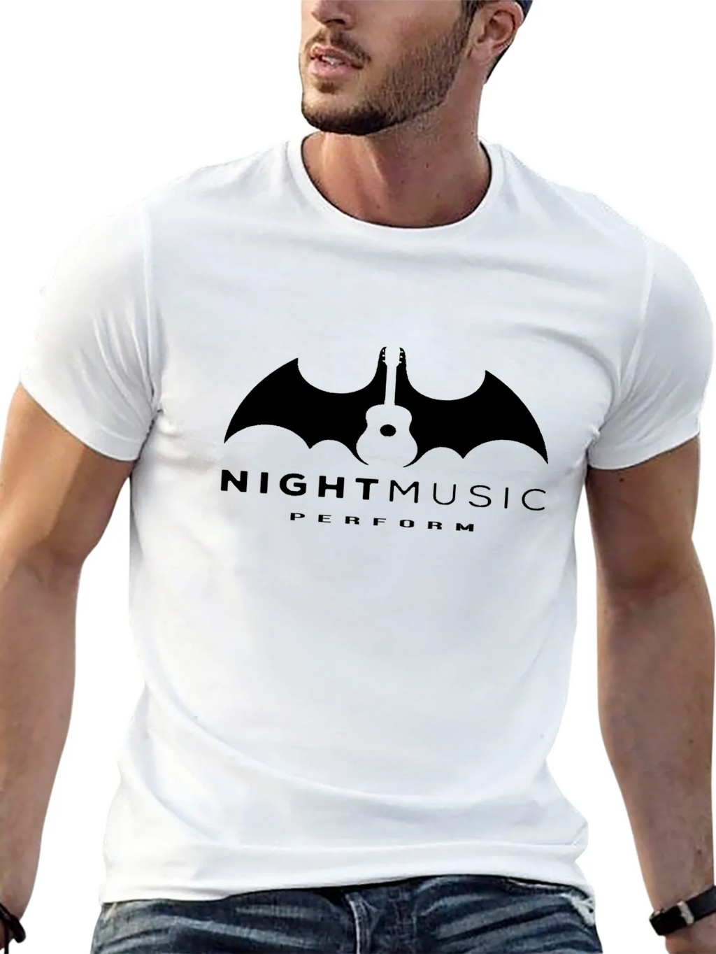 Night Music Guitar Bat Graphic T-Shirt product image 12