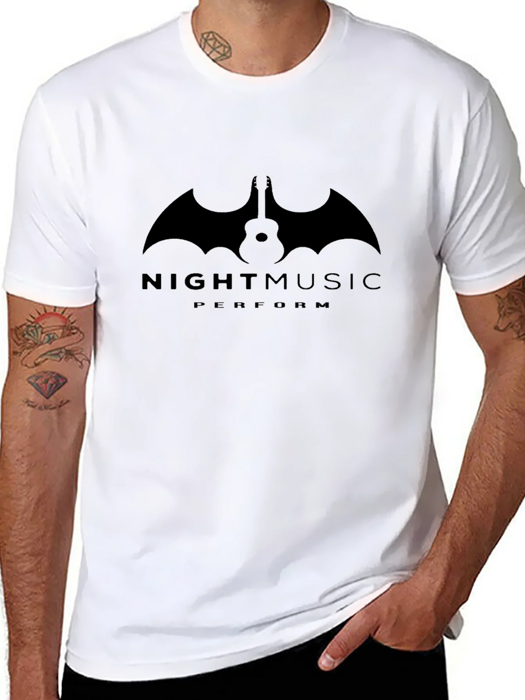 Night Music Guitar Bat Graphic T-Shirt product image 7
