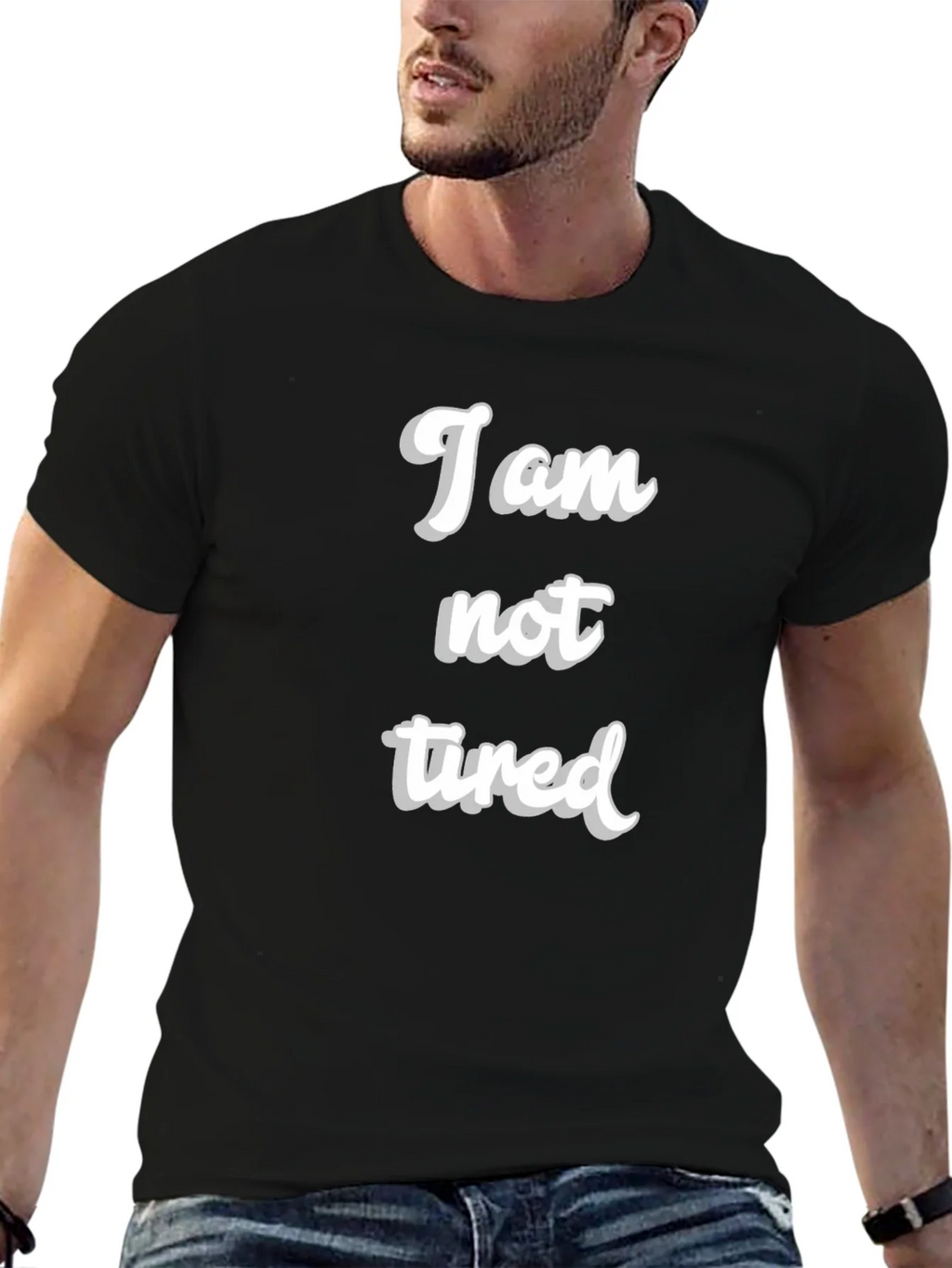 I am not tired T-Shirt - Black Crew Neck product image 6