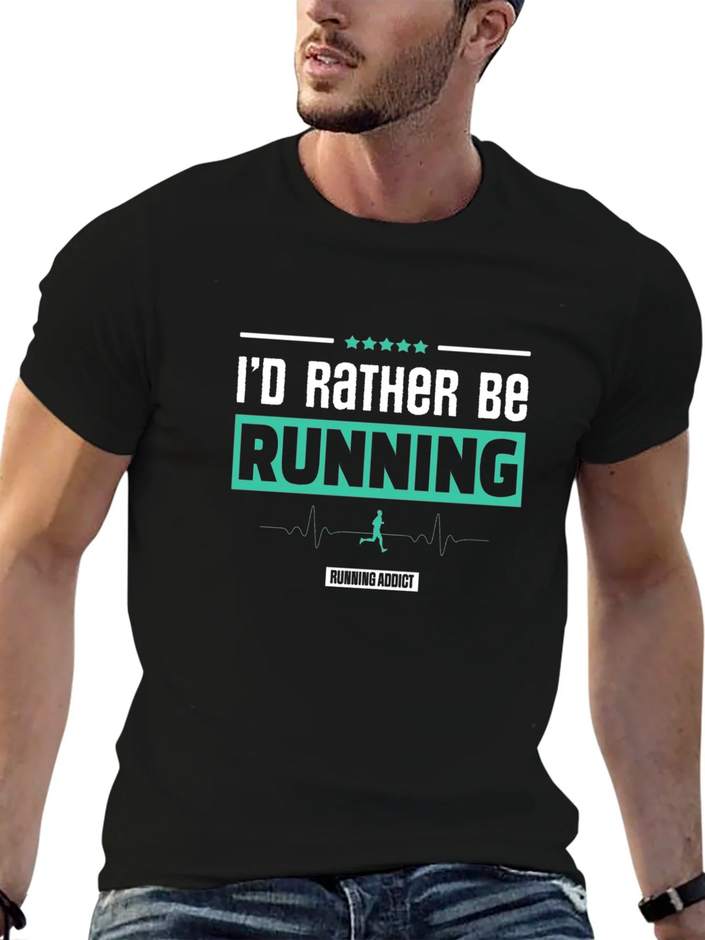 Id Rather Be Running T-Shirt Addict Black product image 6