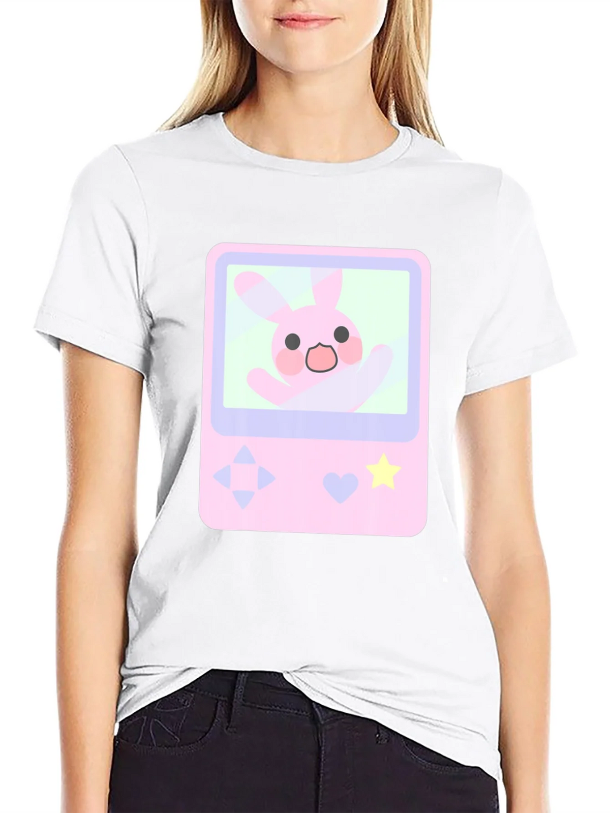 Cute Bunny Game Console Graphic Tee - Black product image 8