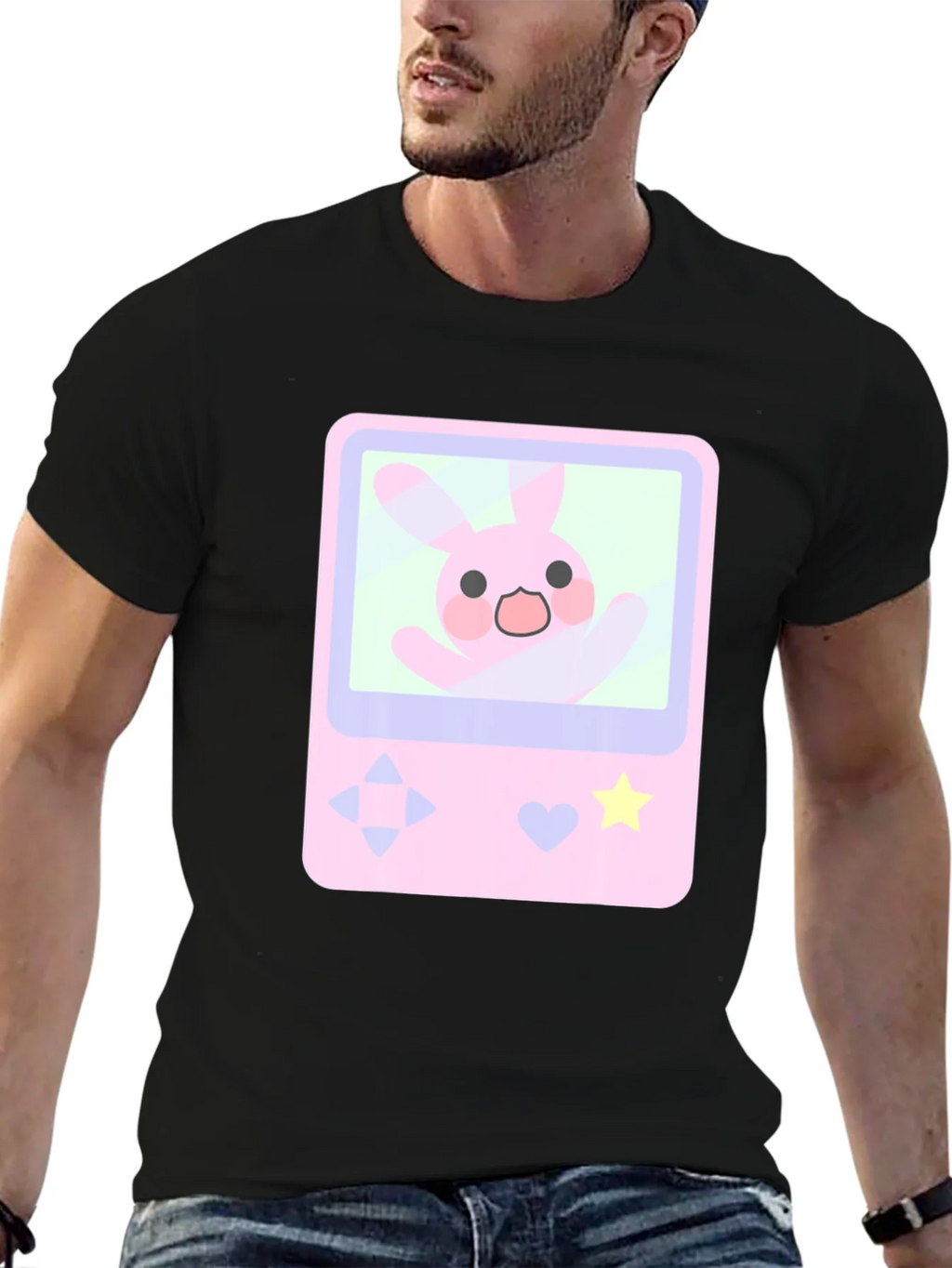Cute Bunny Game Console Graphic Tee - Black product image 6