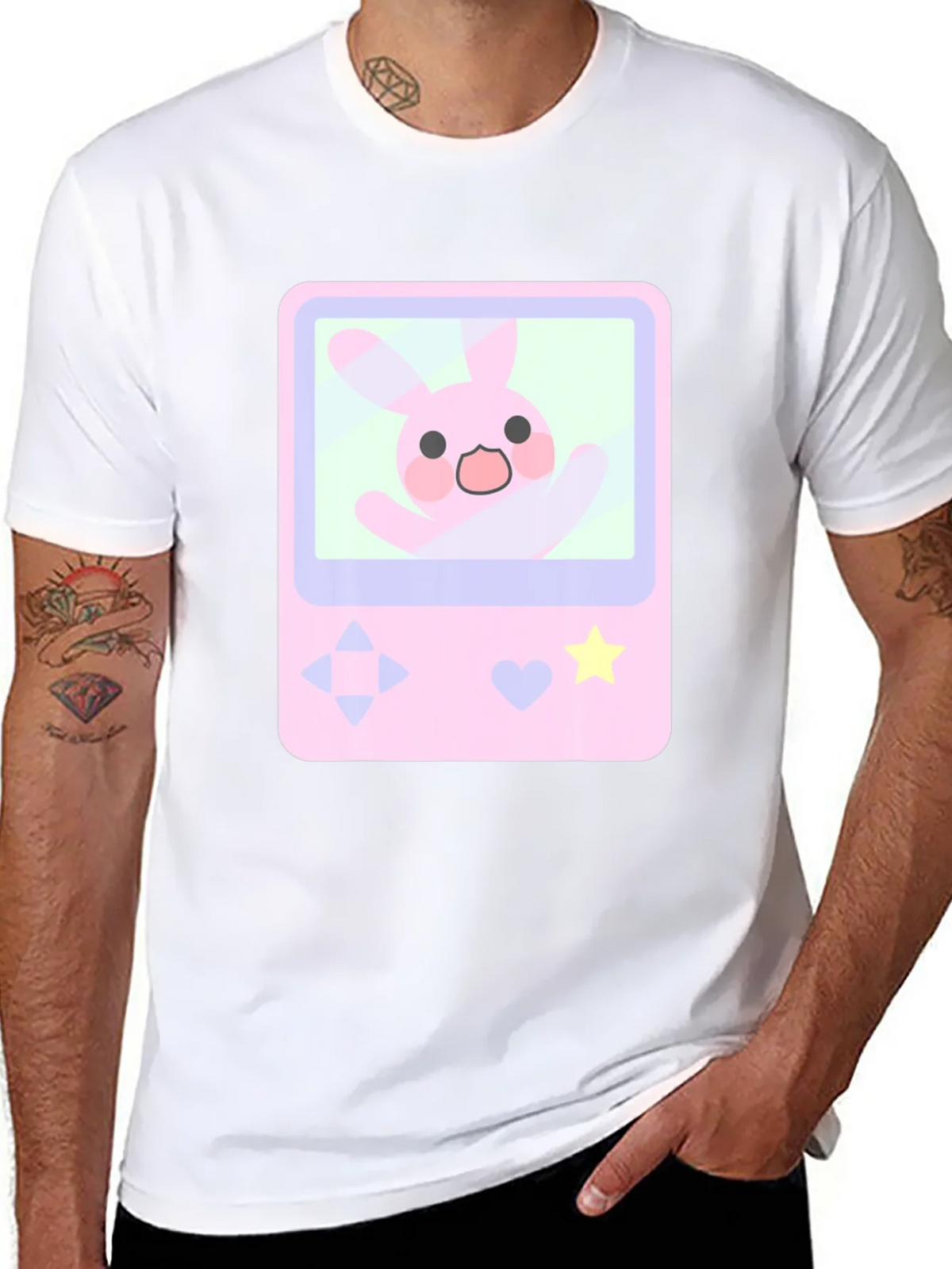 Cute Bunny Game Console Graphic Tee - Black product image 7