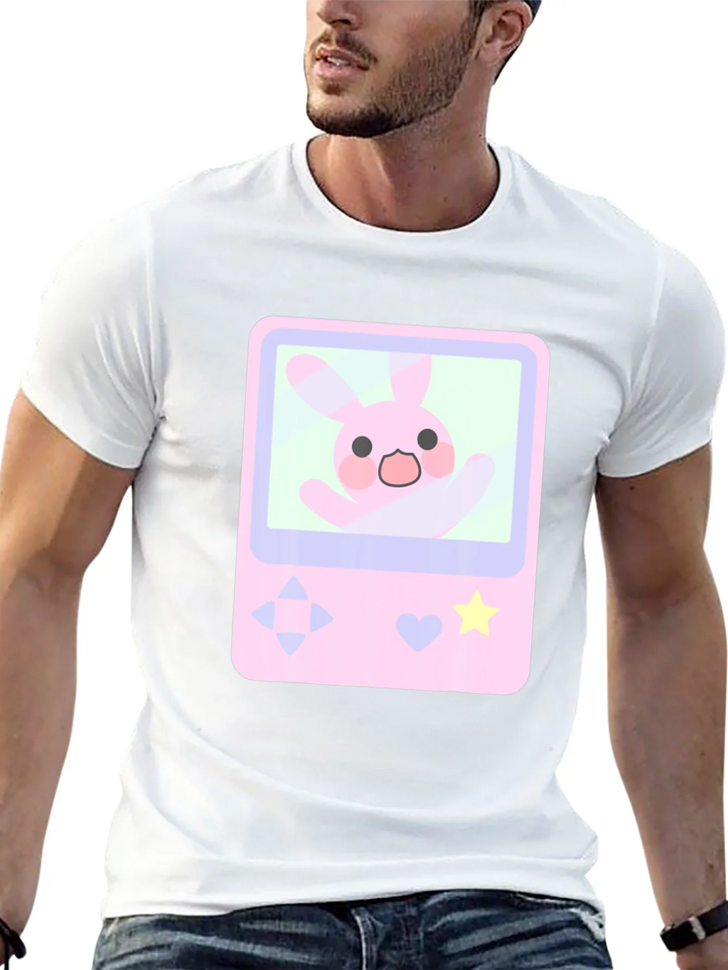 Cute Bunny Game Console Graphic Tee - Black product image 12