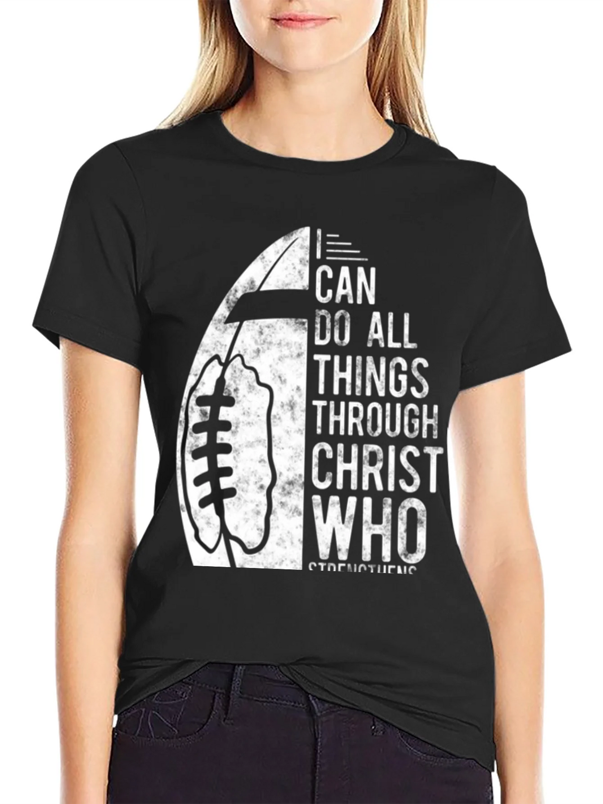 I Can Do All Things Christian Football T-Shirt product image 2