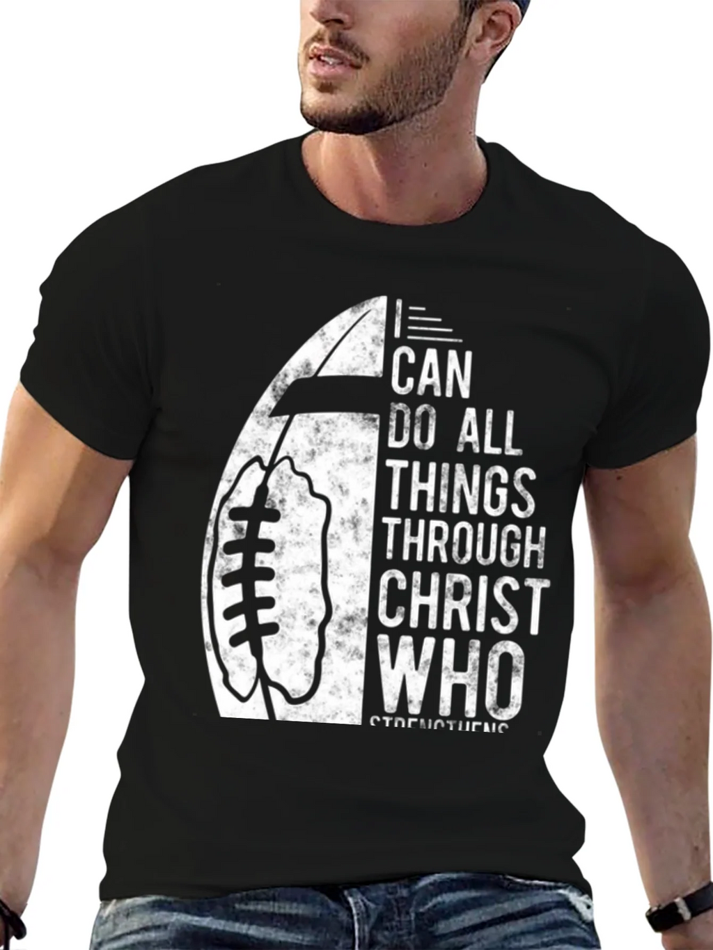 I Can Do All Things Christian Football T-Shirt product image 6