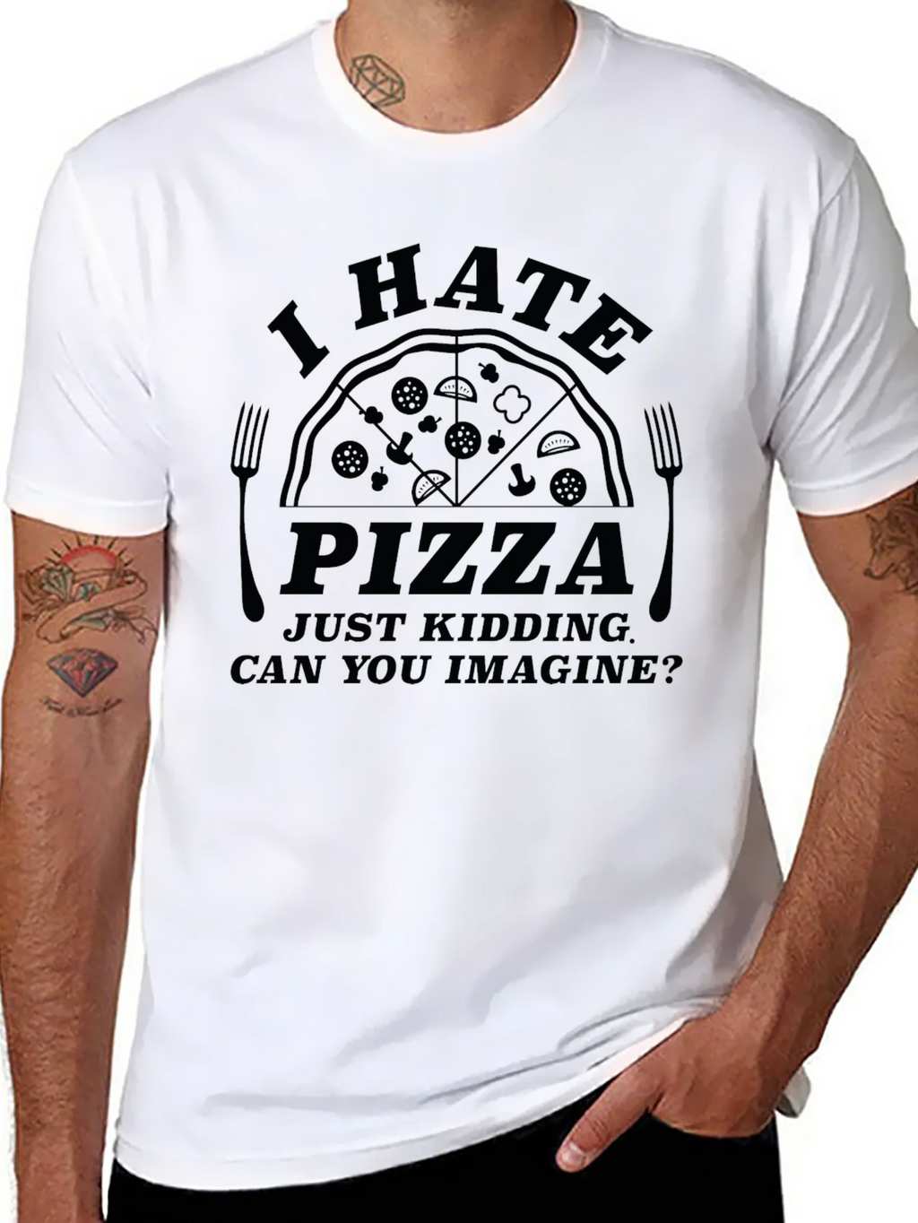I Hate Pizza Graphic T-Shirt - Novelty Foodie Tee product image 6