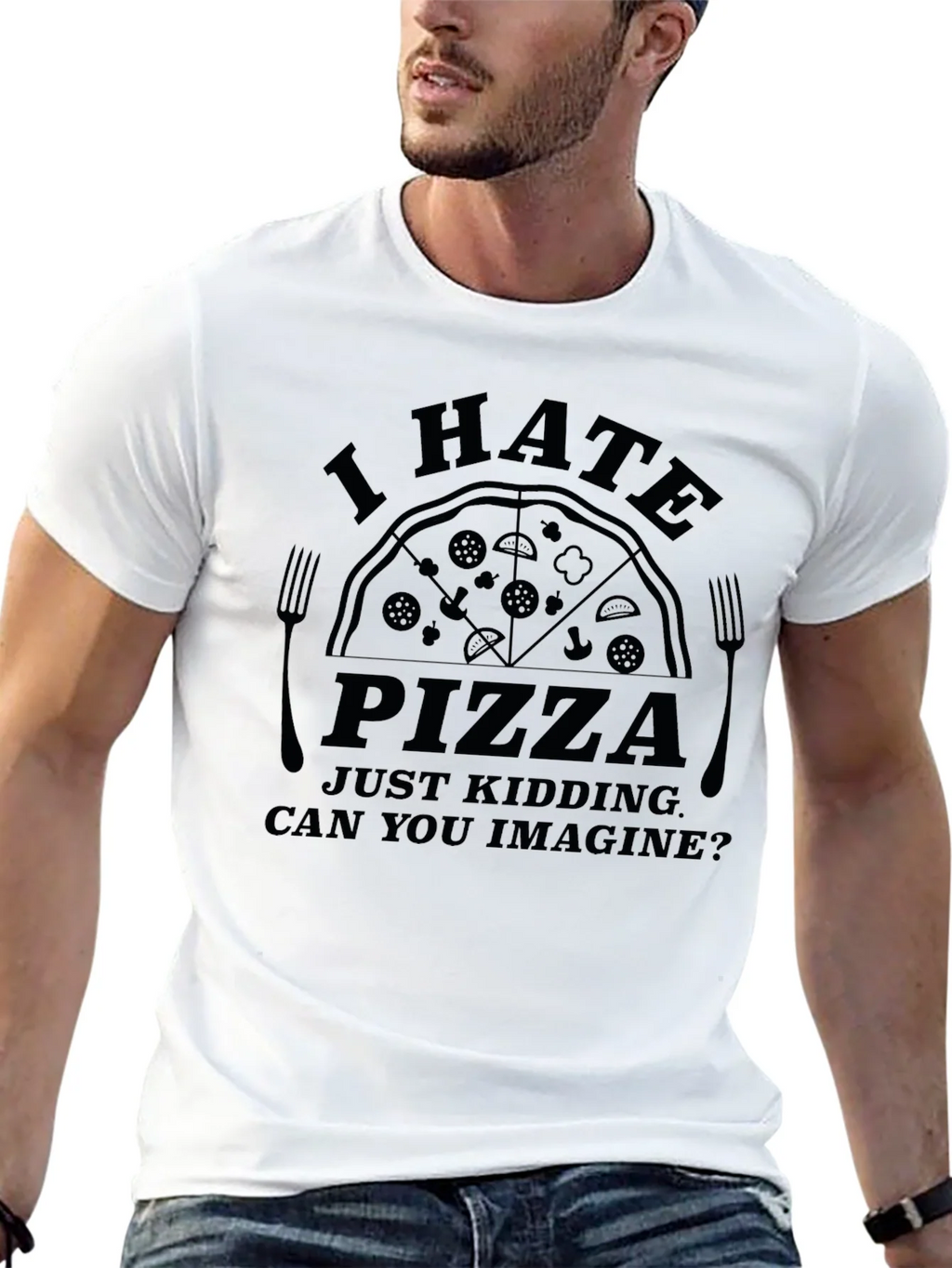 I Hate Pizza Graphic T-Shirt - Novelty Foodie Tee product image 8