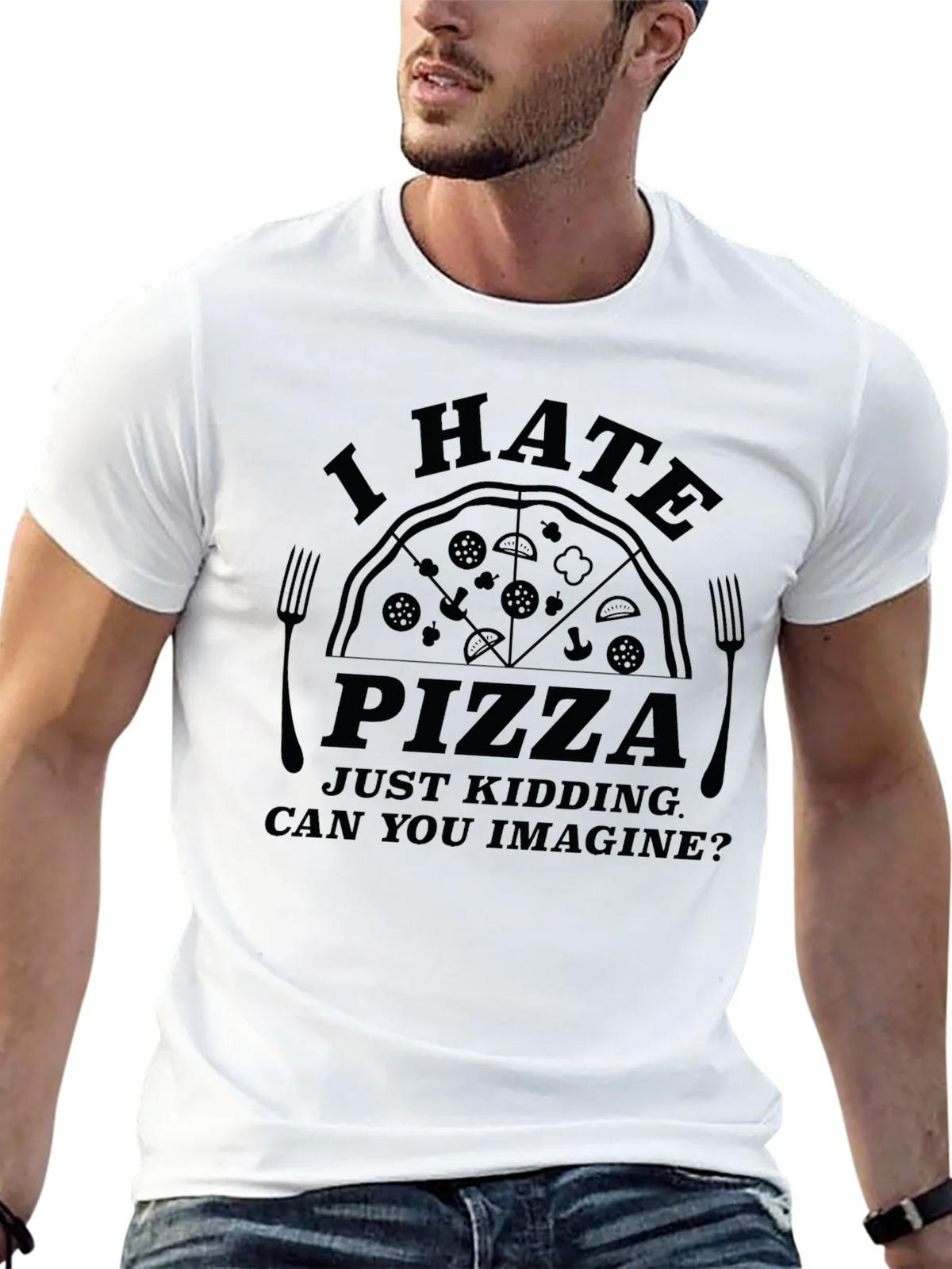 I Hate Pizza Graphic T-Shirt - Novelty Foodie Tee product image 8