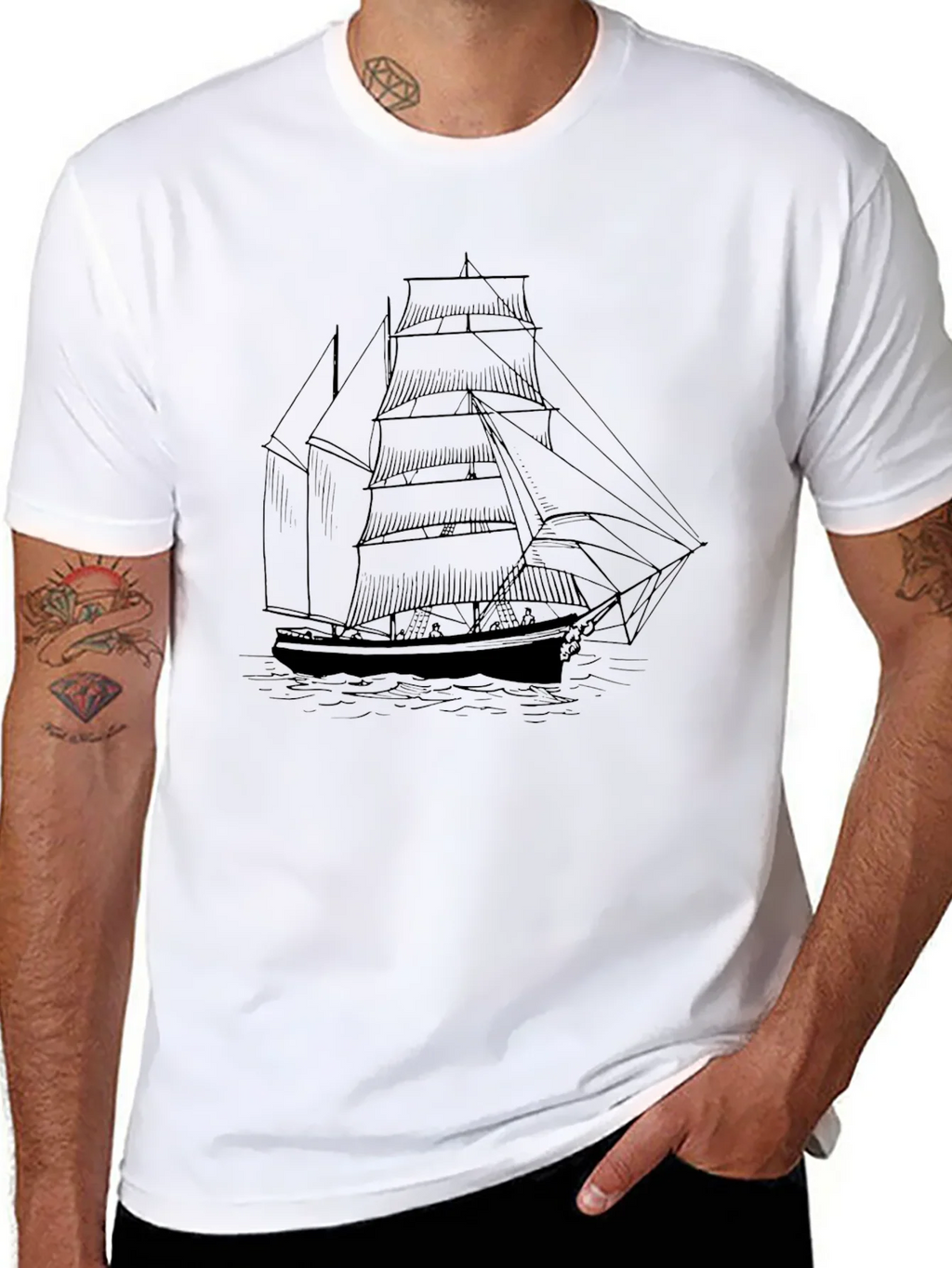Classic Sailboat Graphic Tee - Black product image 7