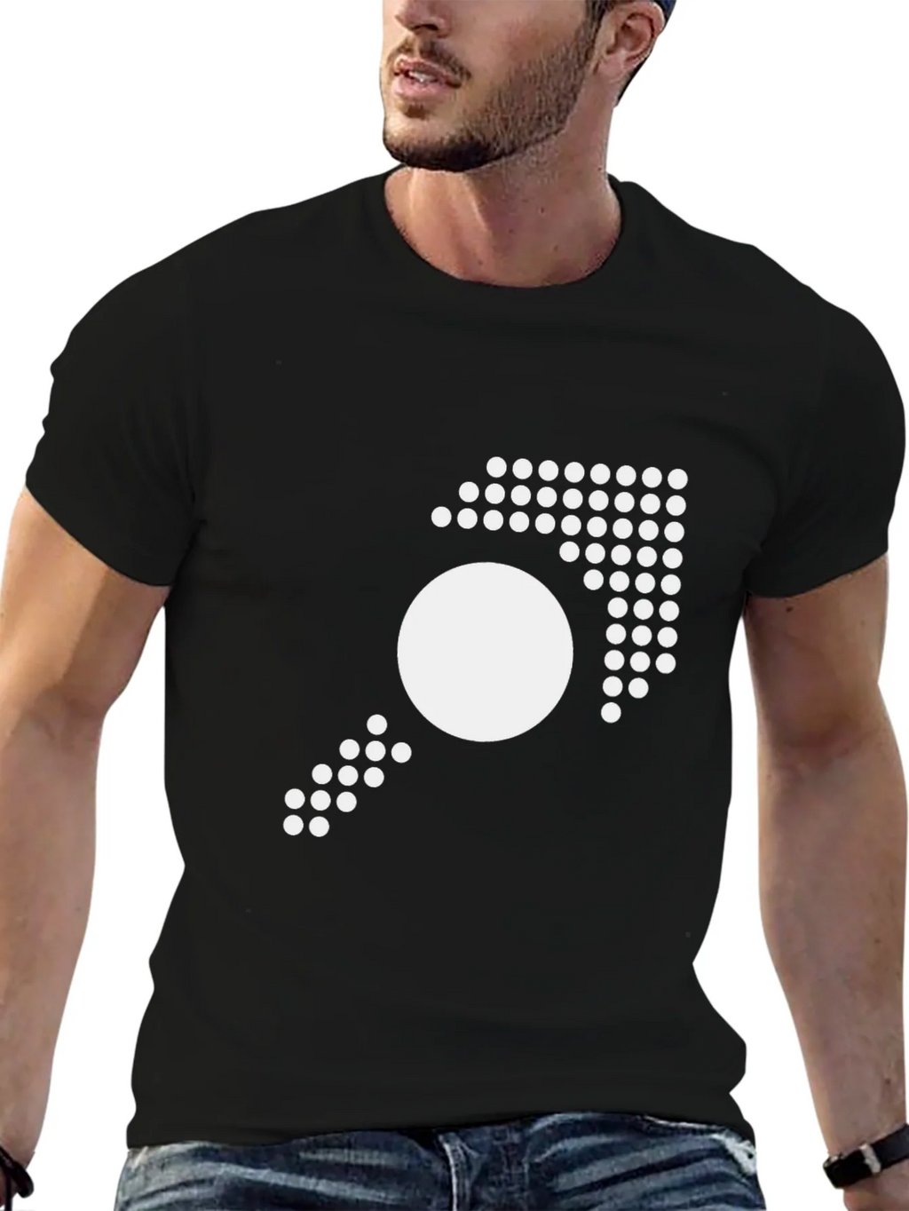 Modern Geometric Graphic Tee - Black Cotton T-Shirt product image 6