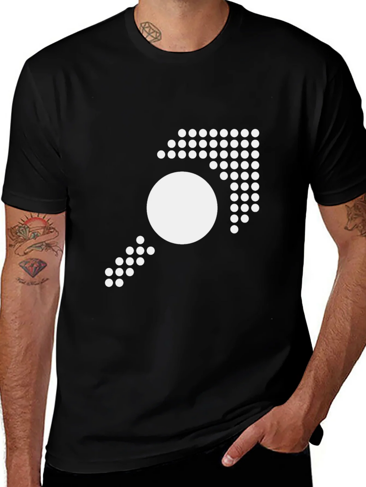 Modern Geometric Graphic Tee - Black Cotton T-Shirt product image 1