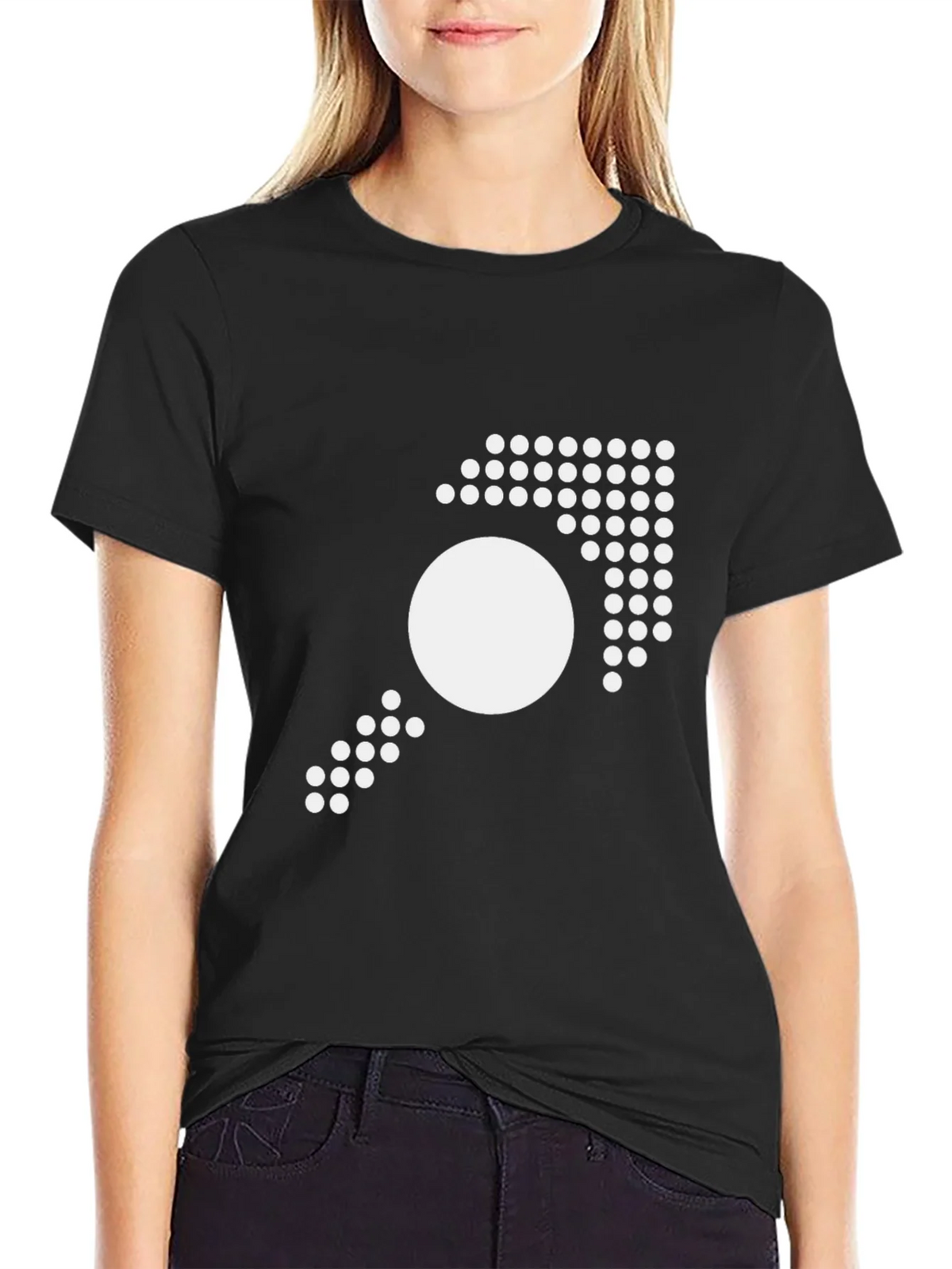 Modern Geometric Graphic Tee - Black Cotton T-Shirt product image 2