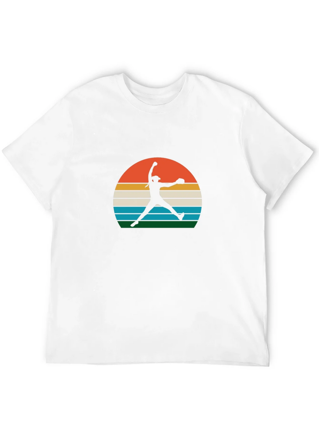 Retro Sunset Softball Pitcher Graphic Tee product image 11