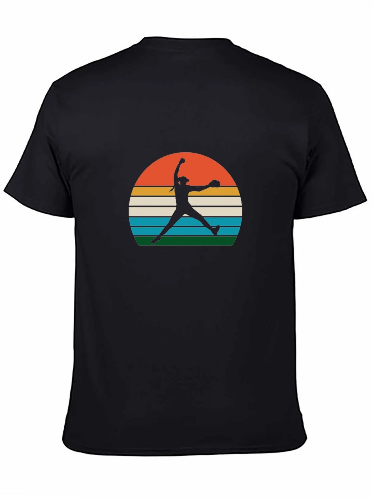 Retro Sunset Softball Pitcher Graphic Tee product image 4