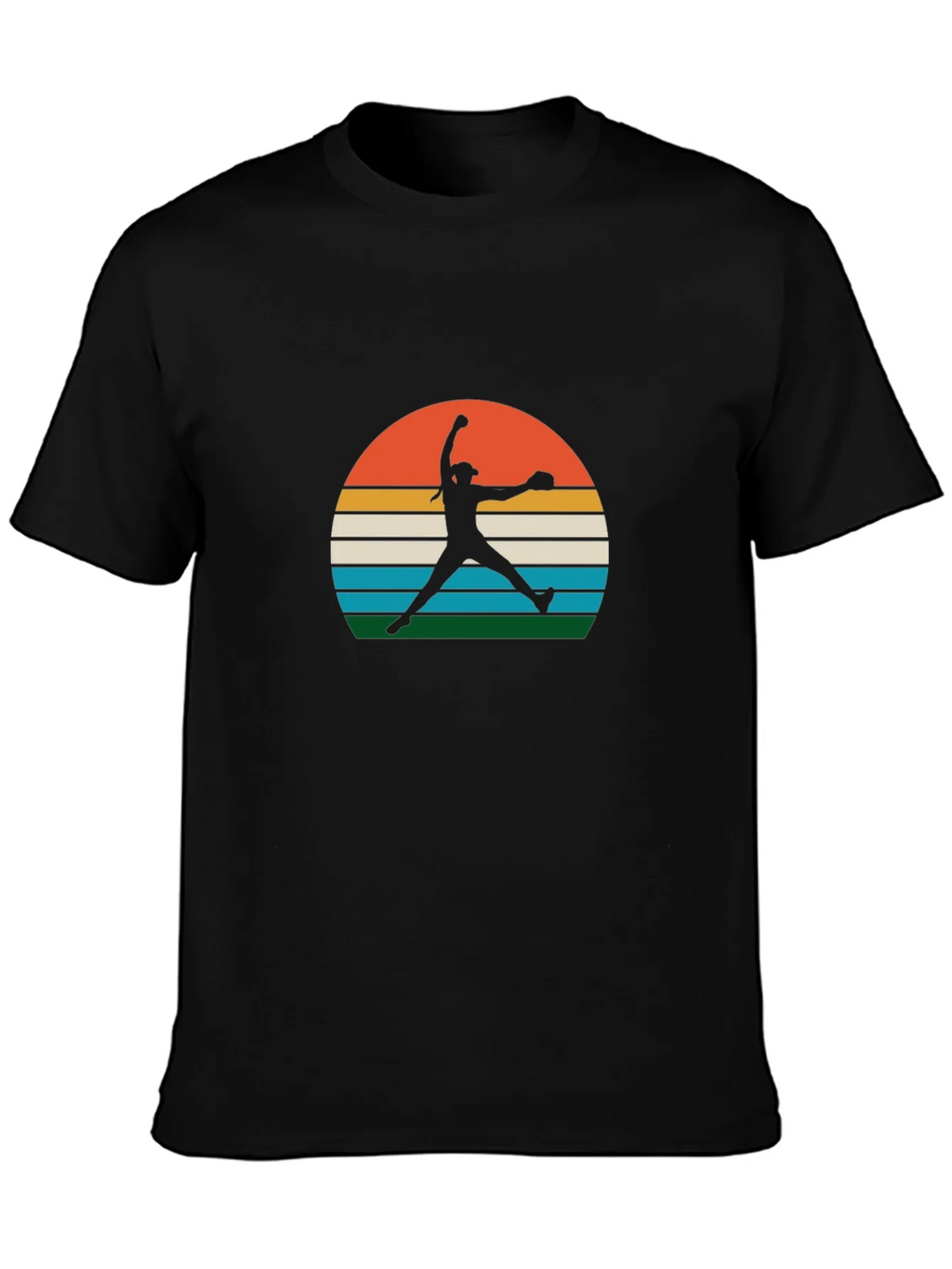 Retro Sunset Softball Pitcher Graphic Tee product image 3