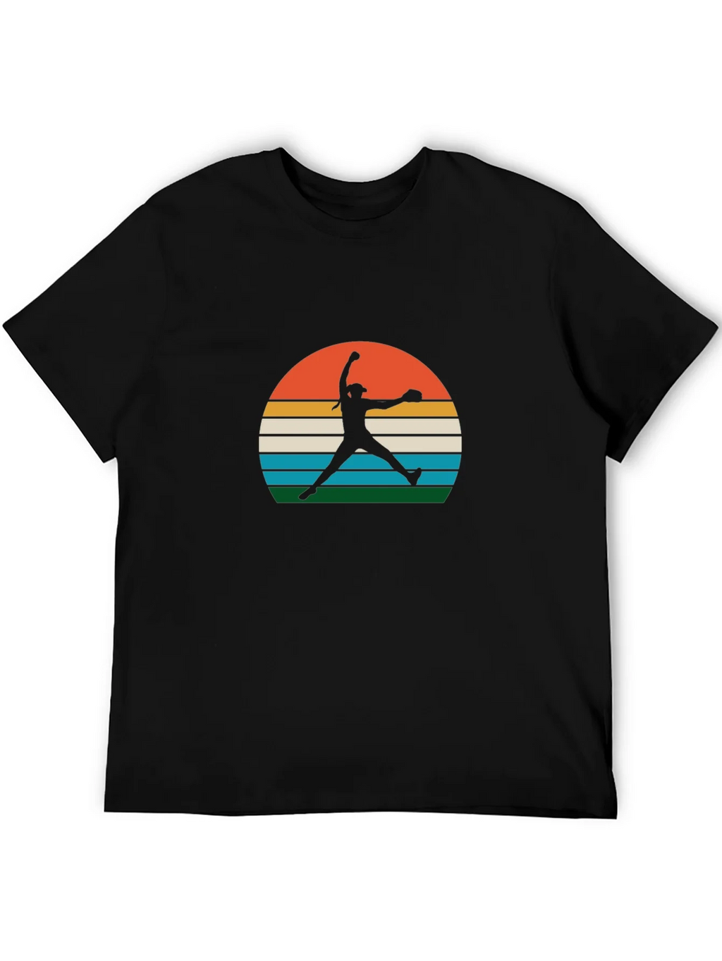 Retro Sunset Softball Pitcher Graphic Tee product image 5