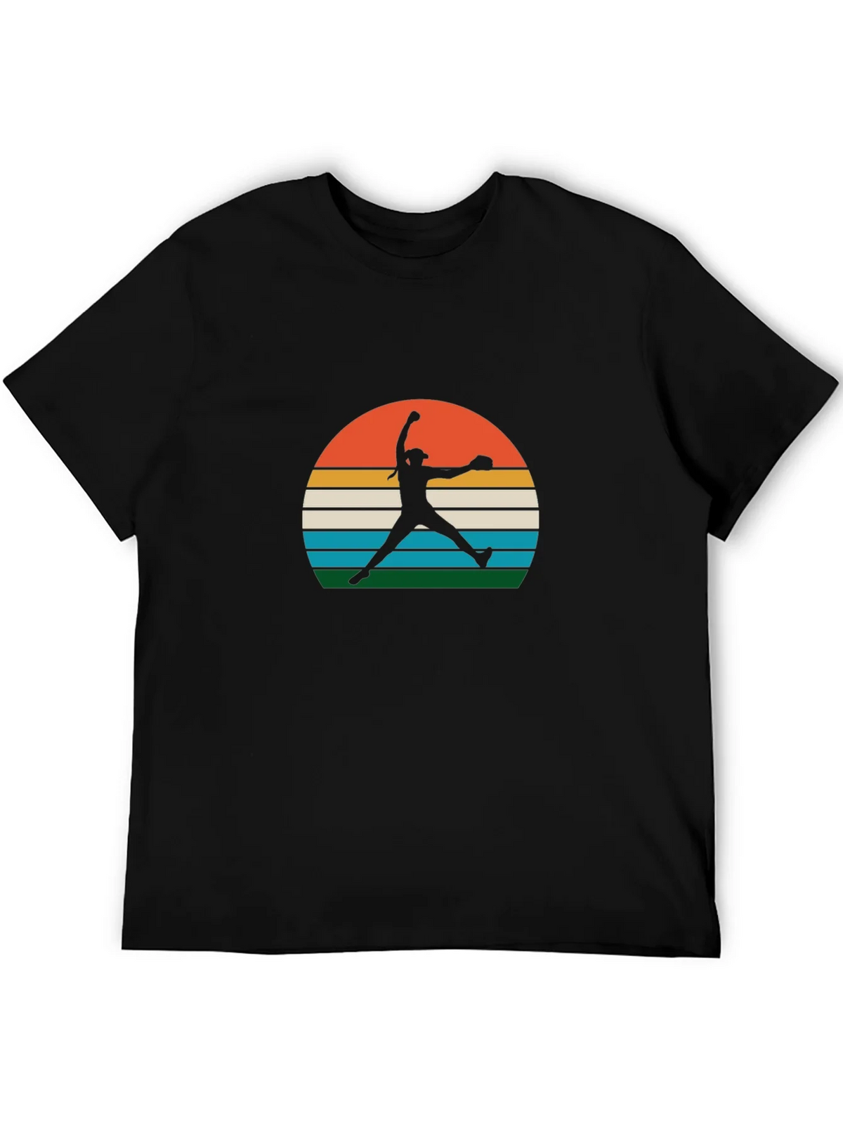 Retro Sunset Softball Pitcher Graphic Tee product image 5