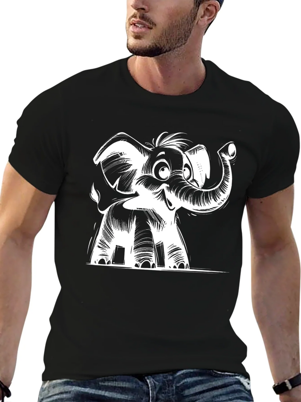 Cartoon Elephant Graphic Tee - Black product image 6