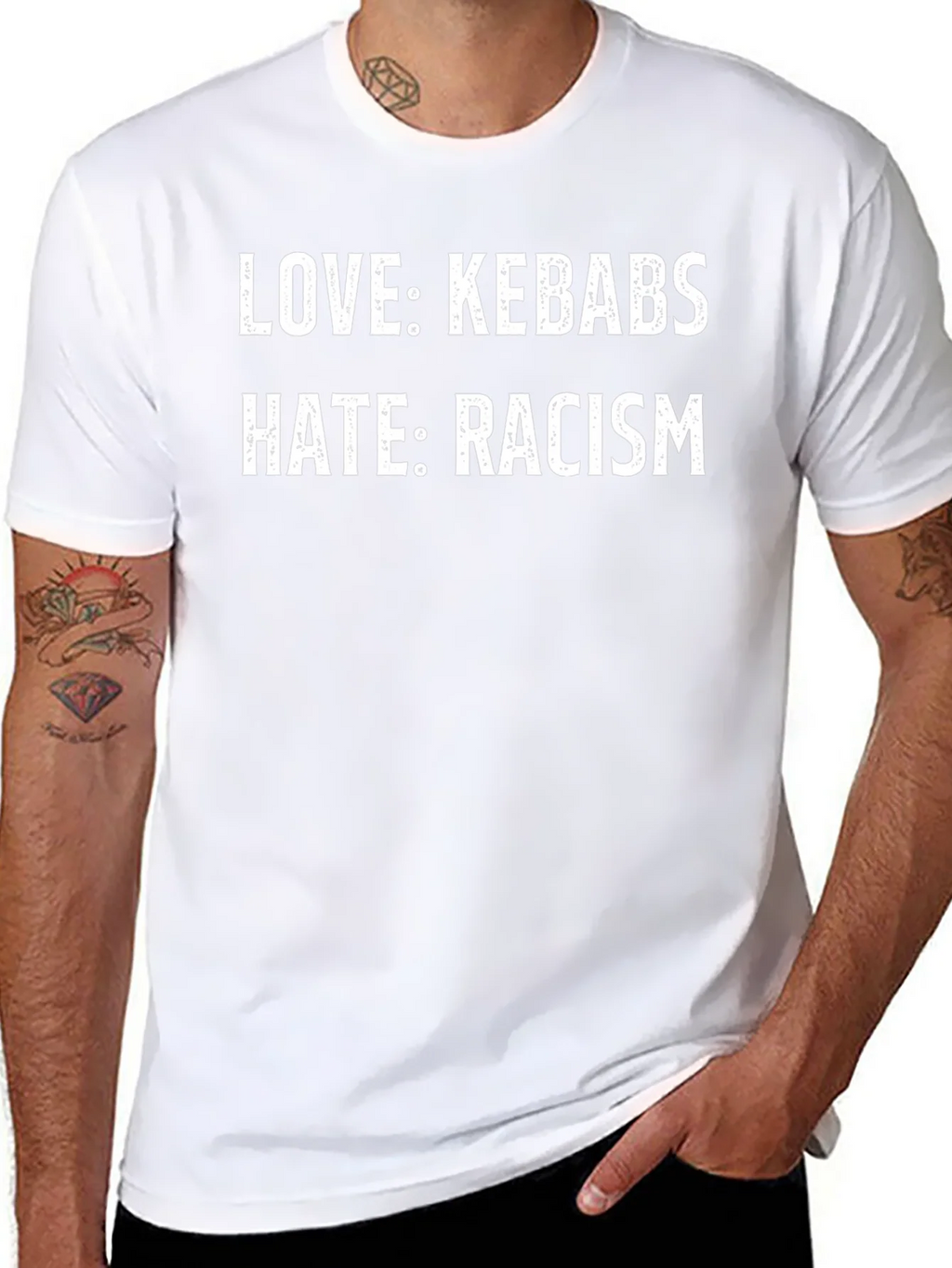 Love Kebabs Hate Racism T-Shirt product image 7
