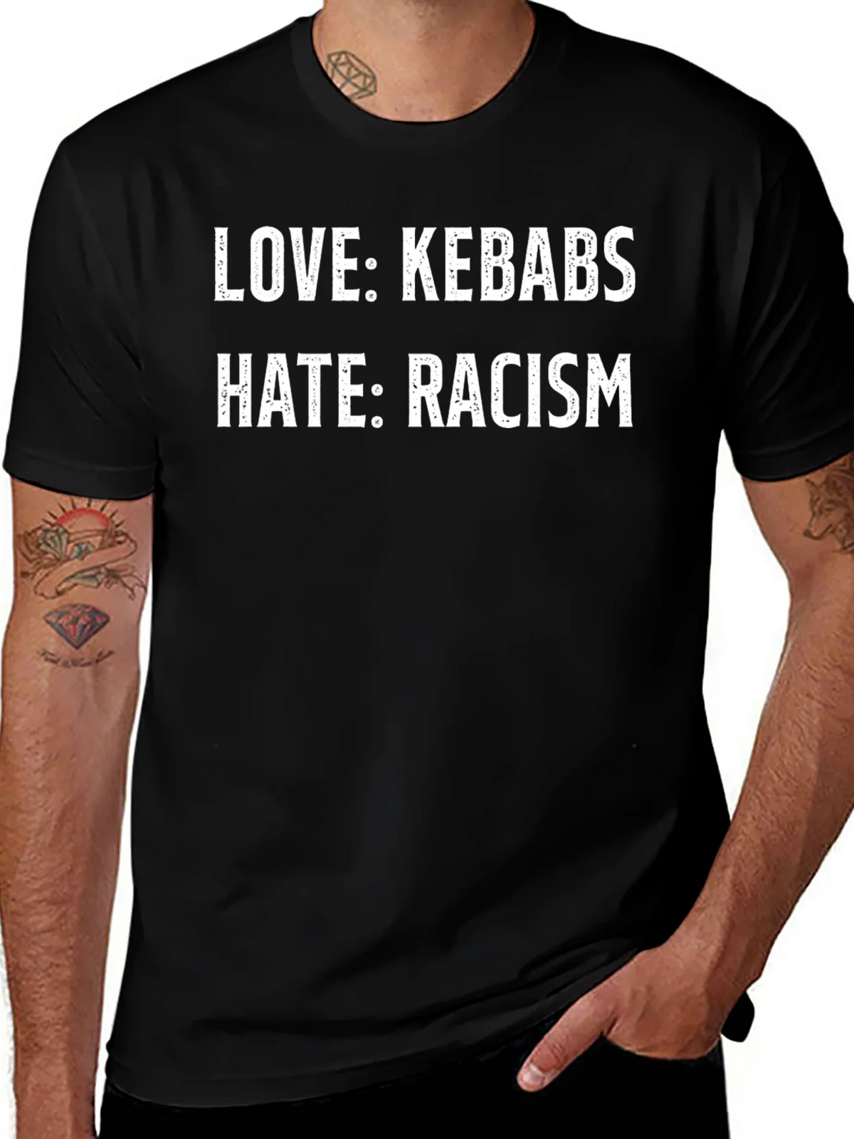 Love Kebabs Hate Racism T-Shirt product image 1