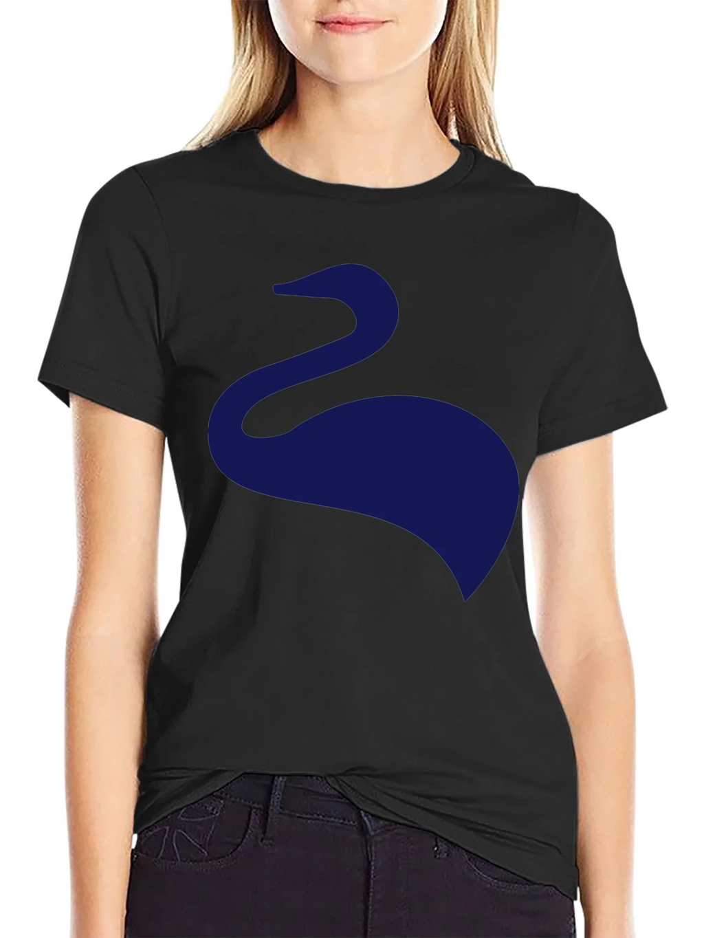 Mens Black T-Shirt with Abstract Swan Design product image 2