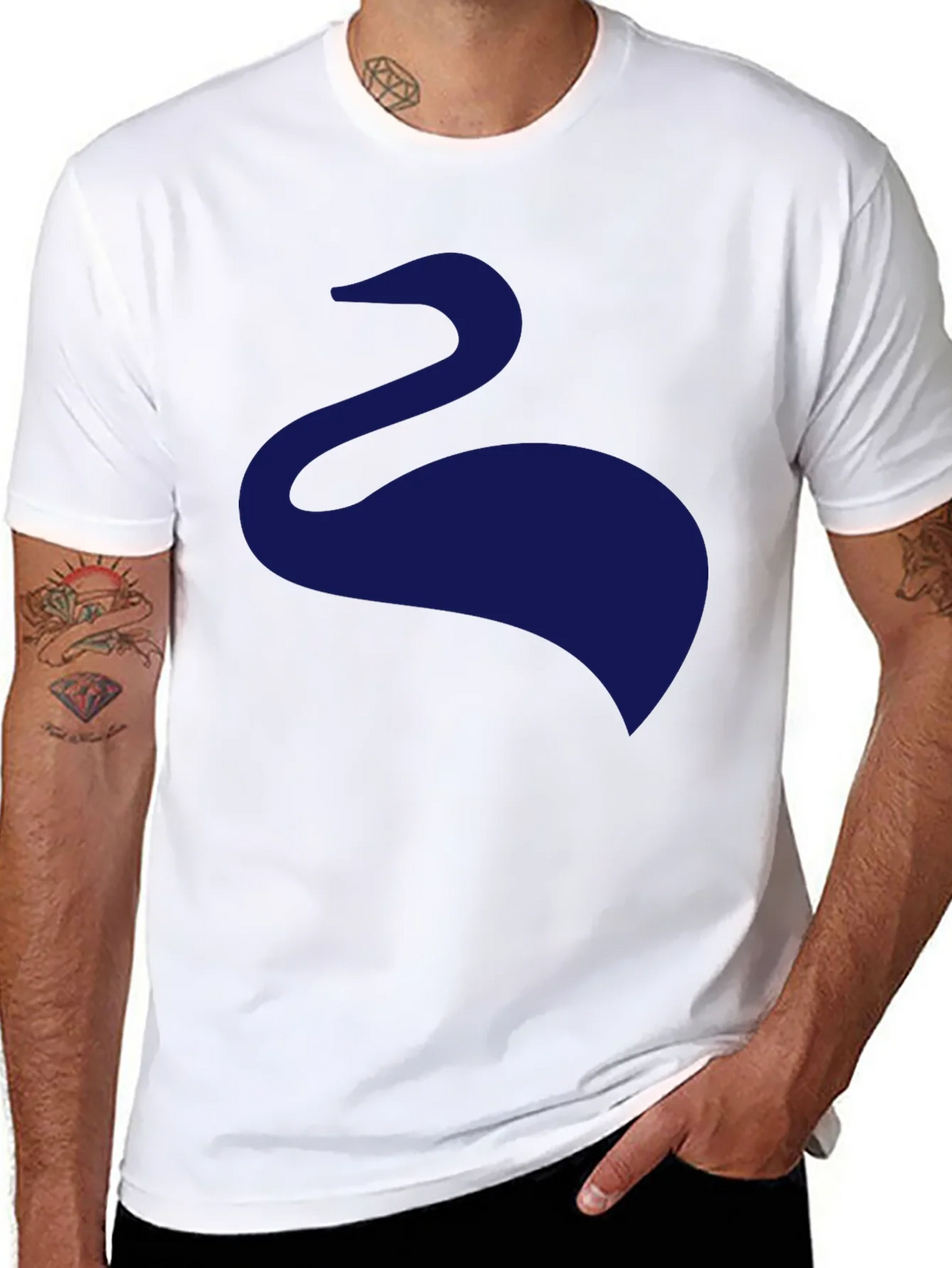 Mens Black T-Shirt with Abstract Swan Design product image 7