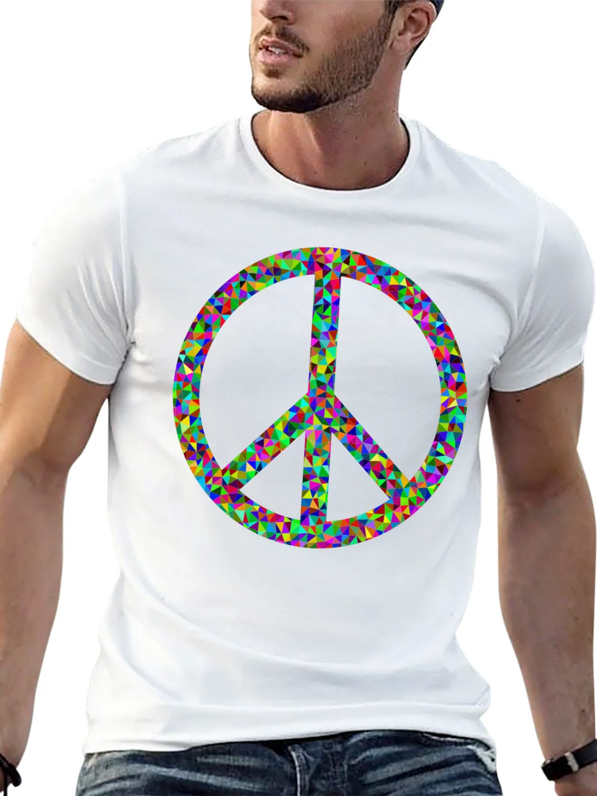 Peace Sign Graphic Tee - Black Cotton Comfort product image 12