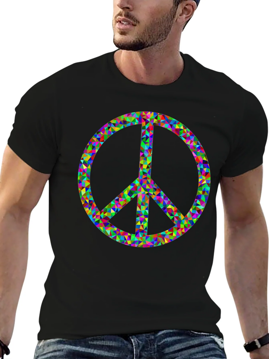 Peace Sign Graphic Tee - Black Cotton Comfort product image 6