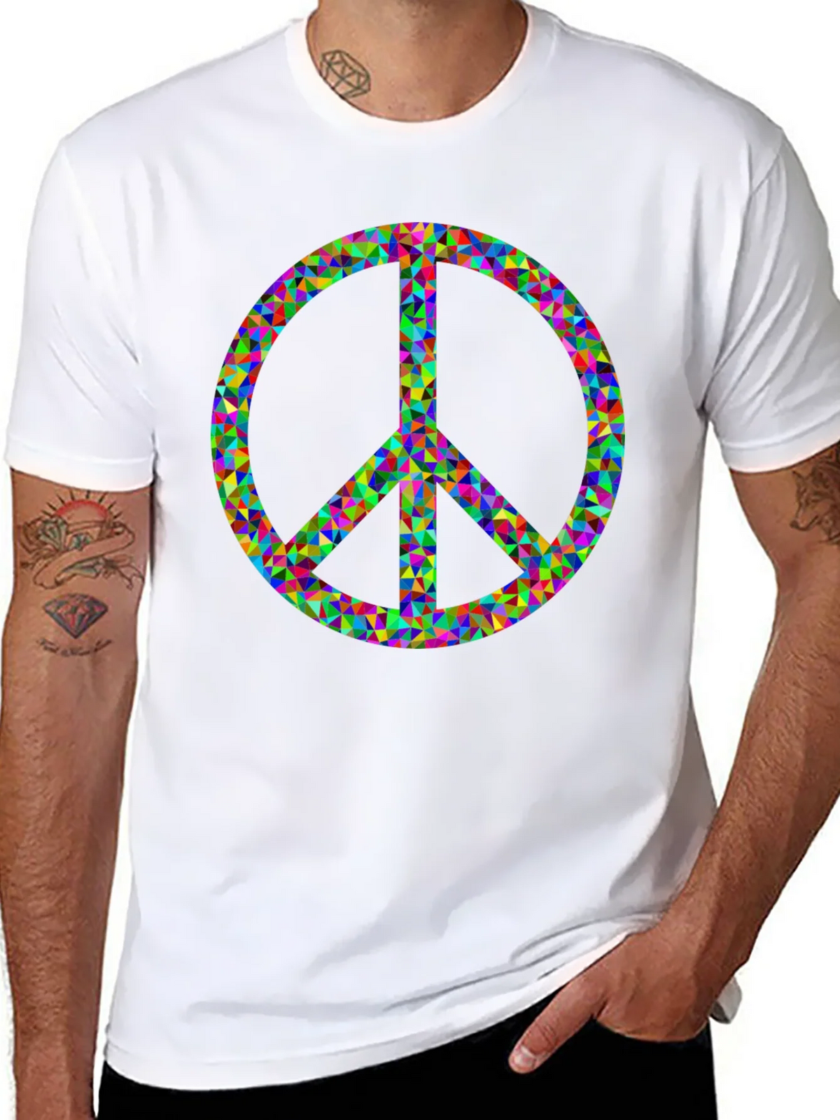 Peace Sign Graphic Tee - Black Cotton Comfort product image 7