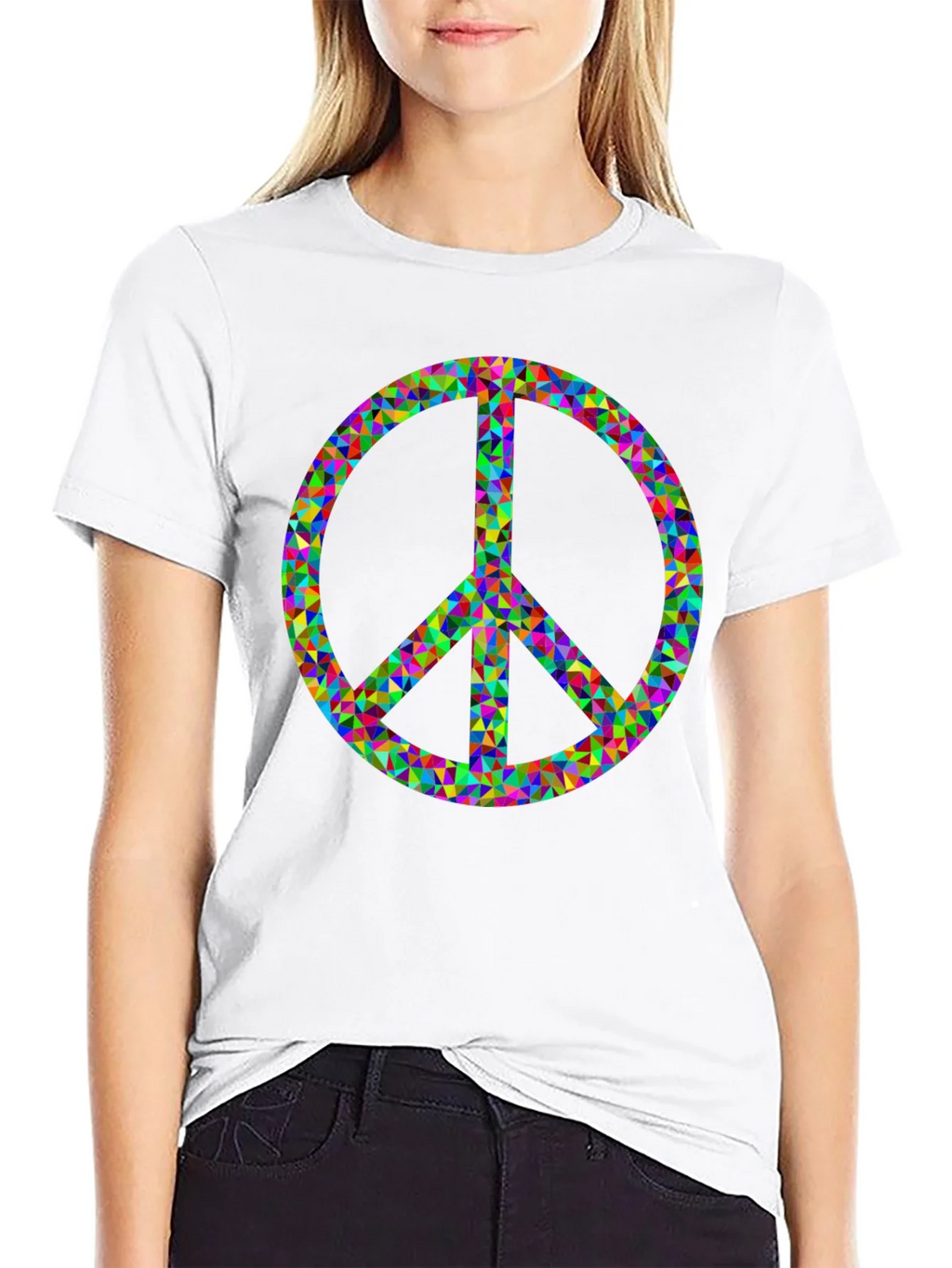 Peace Sign Graphic Tee - Black Cotton Comfort product image 8