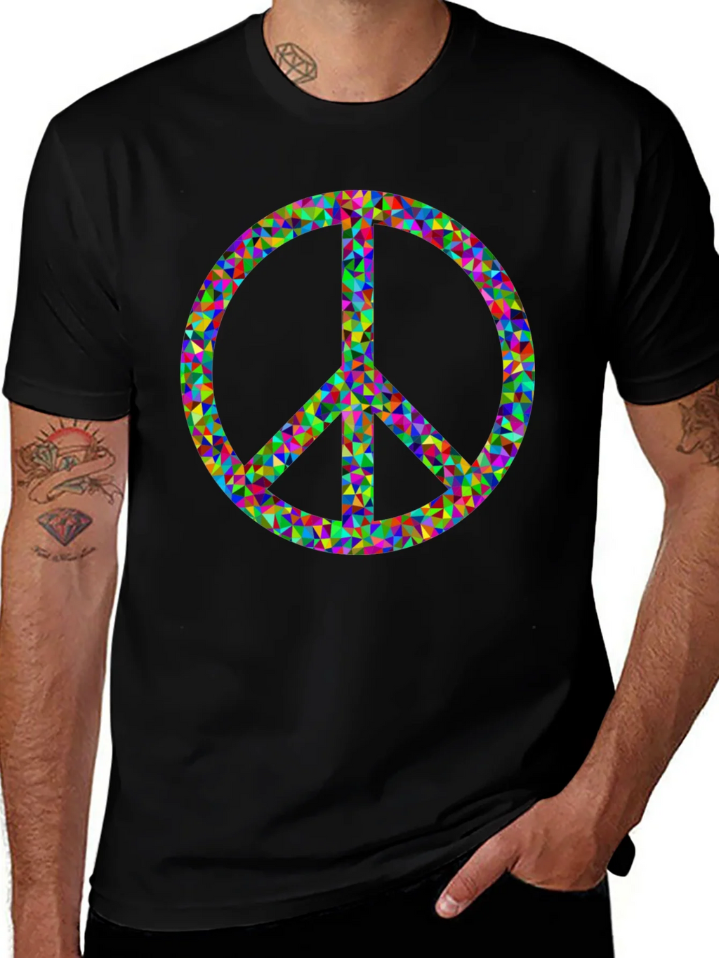 Peace Sign Graphic Tee - Black Cotton Comfort product image 1
