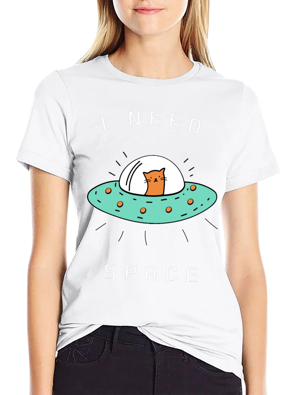 I Need Space Cat UFO Graphic Tee product image 6