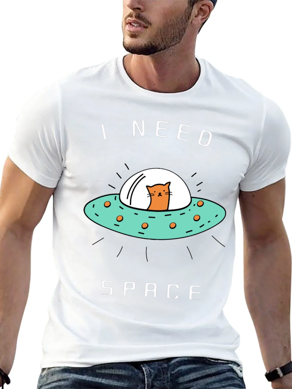 I Need Space Cat UFO Graphic Tee product image 10