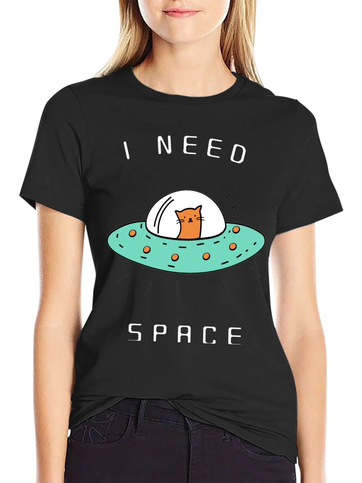 I Need Space Cat UFO Graphic Tee product image 2