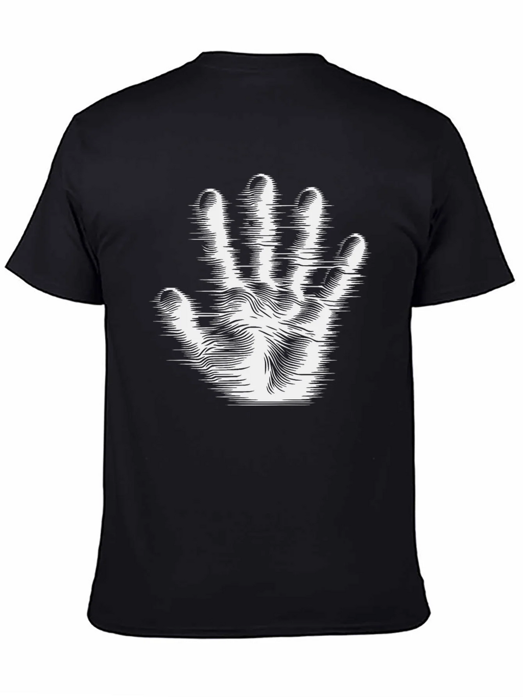 Optical Illusion Hand Print Black T-Shirt product image 4